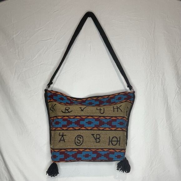 El Paso Saddle Blanket Company Shoulder Bag Rhinestone Rose Fringe Ends NWOT - Picture 1 of 9